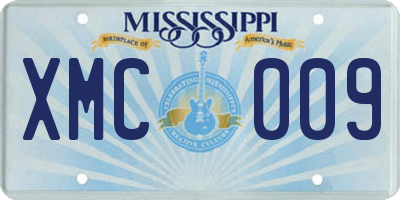 MS license plate XMC009