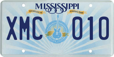 MS license plate XMC010