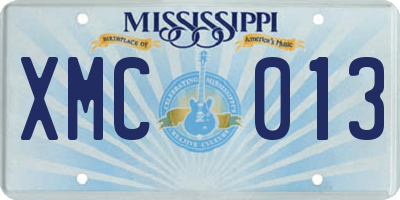 MS license plate XMC013