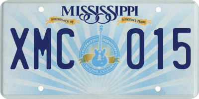 MS license plate XMC015