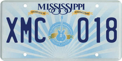 MS license plate XMC018
