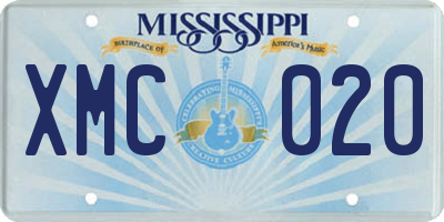 MS license plate XMC020