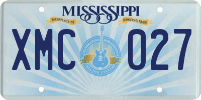 MS license plate XMC027