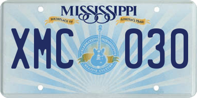 MS license plate XMC030