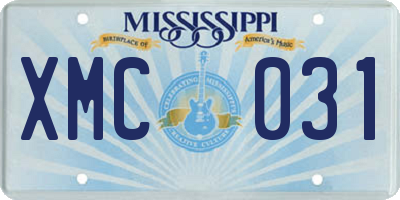 MS license plate XMC031