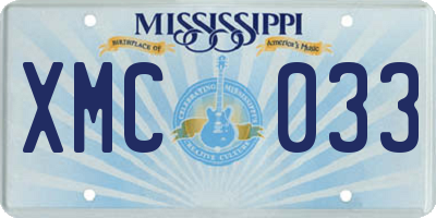 MS license plate XMC033