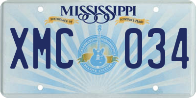 MS license plate XMC034