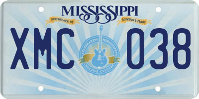 MS license plate XMC038