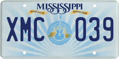 MS license plate XMC039
