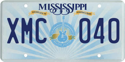 MS license plate XMC040