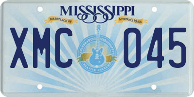 MS license plate XMC045