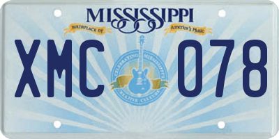MS license plate XMC078