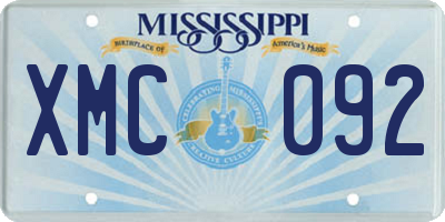 MS license plate XMC092