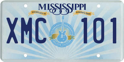 MS license plate XMC101
