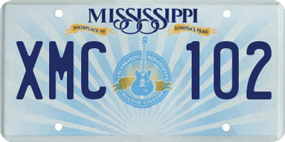 MS license plate XMC102