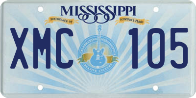 MS license plate XMC105