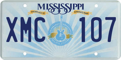 MS license plate XMC107