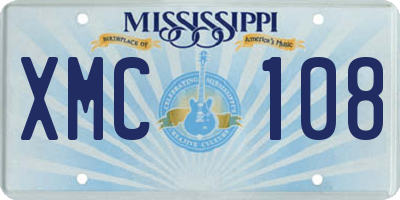 MS license plate XMC108