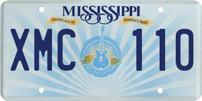 MS license plate XMC110