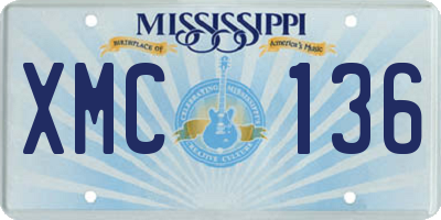 MS license plate XMC136