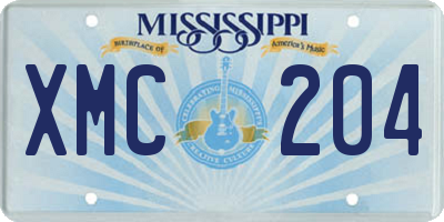MS license plate XMC204