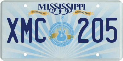 MS license plate XMC205