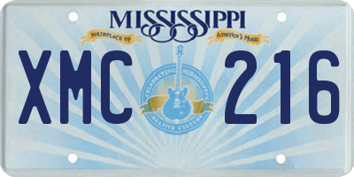 MS license plate XMC216