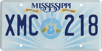 MS license plate XMC218