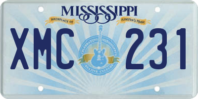 MS license plate XMC231