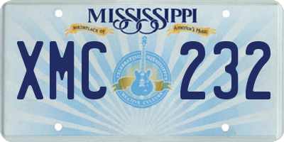 MS license plate XMC232