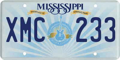 MS license plate XMC233