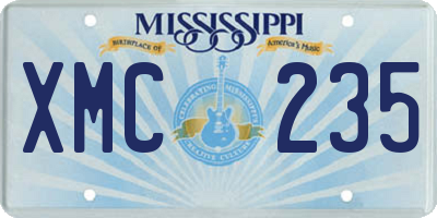 MS license plate XMC235