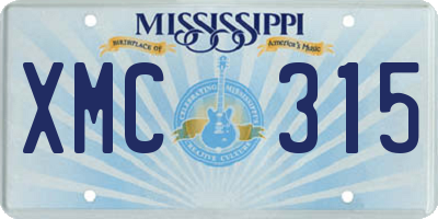 MS license plate XMC315