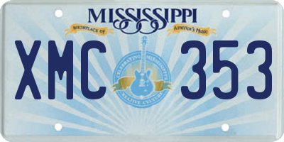 MS license plate XMC353