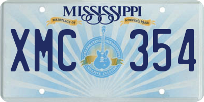 MS license plate XMC354