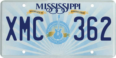 MS license plate XMC362