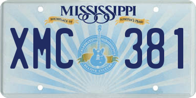 MS license plate XMC381