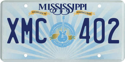 MS license plate XMC402