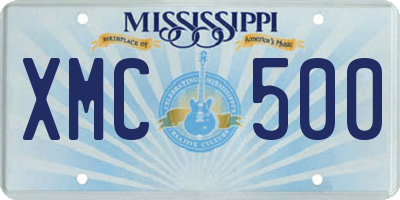 MS license plate XMC500