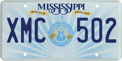 MS license plate XMC502