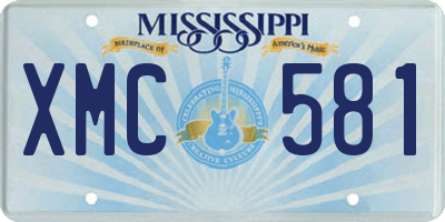 MS license plate XMC581