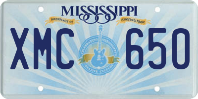 MS license plate XMC650