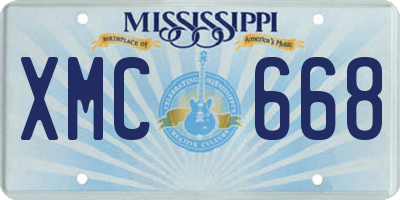 MS license plate XMC668