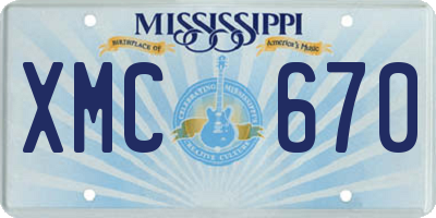 MS license plate XMC670