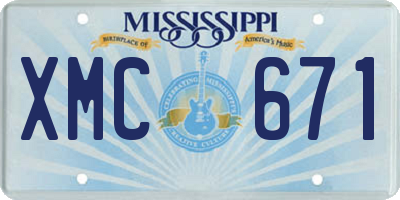 MS license plate XMC671