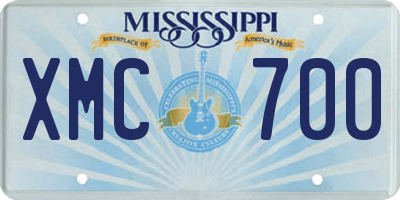 MS license plate XMC700