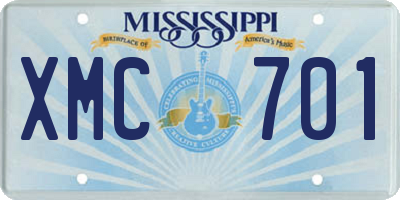 MS license plate XMC701