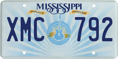 MS license plate XMC792