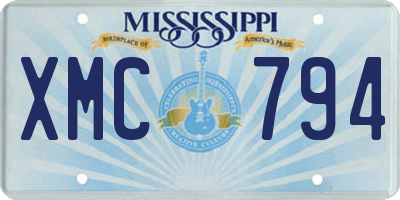 MS license plate XMC794
