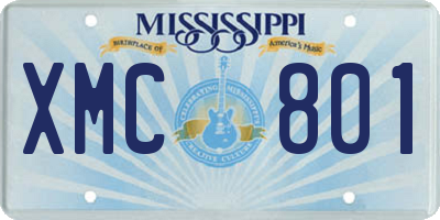 MS license plate XMC801